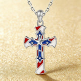 🇺🇸 American Flag Cross Necklace – Faith & Patriotism United