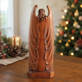Hand-Carved Solid Beechwood Nativity Scene Sculpture – Holy Family Christian Decor