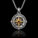 S925 Sterling Silver Rotating Compass Pendant Necklace