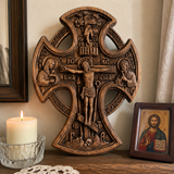Hand-Carved Beechwood “Hand of Redemption” Crucifix | The Passion and Divine Grace of Christ