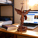 St. Michael the Archangel - Hand Carved Boxwood Sculpture - Spiritual Guardian for Prayer Spaces