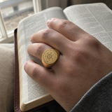 Vintage Titanium Seven Archangel Signet Ring - Amulet Against Evil Eyes, Curses, Spells