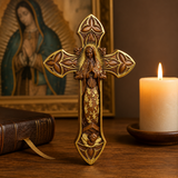 Hand-Carved Beechwood Our Lady of Guadalupe Wall Cross – Catholic Christian Home Décor - product view