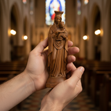 Boxwood Madonna and Child Wood Carving Desktop Ornament