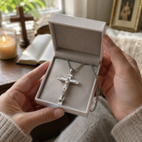 Solid Brass Jesus Crucifix Necklace – Christian Cross Pendant with 24" Chain