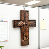 BGCOPPER Savior Jesus Cross - Carved from Natural Wood