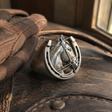 Titanium steel Lucky Horseshoe Horse Head Ring