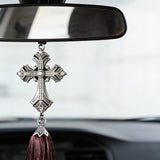 Vintage Crystal Cross Car Hanger – A Divine Guardian for Every Journey