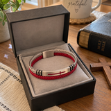 Two‑Layer Braided Leather Cross Bracelet