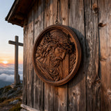 "Jesus with the Crown of Thorns" Beechwood Carved Icon | A Concrete Testimony of Redemption - Christian gift presentation