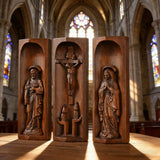 Beech Wood Holy Family Altar Decor - Handcrafted Christian Prayer Desktop Gift