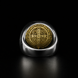 Saint Benedict Medal Stainless Steel Cross Ring
