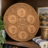 Jerusalem Passover Seder Plate – Hand-Carved Beechwood Judaica for Pesach