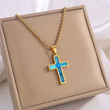 Colored Baguette CZ Cross Necklace – Faith, Vibrance & Bold Devotion
