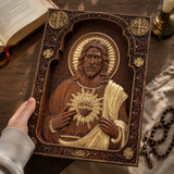 Our Lord Jesus Sacred Heart Wood Carving - Christian Catholic Personalized Carving Gift