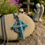 "By His Wounds We Are Healed" - Handcrafted Turquoise Crown of Thorns Cross - A Daily Symbol of Hope & Protection