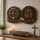 St. Benedict's Exorcism Medal Christian Wall Plaque - Best Christmas Gift - size and finish detail