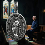 S925K Silver Miracle Medal English Version Inscription Necklace - BGCOPPER