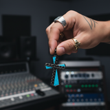 Natural Turquoise Stainless Steel Cross Necklace | Hip-Hop Christian Jewelry