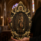 Religious gift with rich details of the wooden statue of Our Lady of Guadalupe