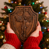 Guardian Michael Wood Carving - Handcrafted Spiritual Shield & Heirloom Gift