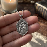 S925 Sterling Silver Our Lady of Guadalupe Prayer Pendant Necklace – Catholic Virgin Mary Medal