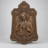 Sacred Heart of Jesus Hand-Carved Beechwood Plaque – Catholic Prayer, Home Blessing & Faith Gift