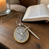 The Protection Amulet of St. Michael Archangel with a Sword Pendant Necklace