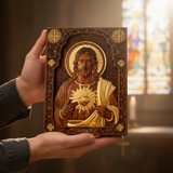 手持耶稣圣心木雕4