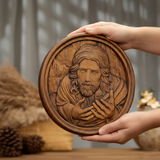 Jesus Christ Round Wooden Carving