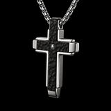 Hammered Two-Tone Stainless Steel Cross Necklace – Strength, Faith & Rugged Elegance