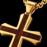 Christian Cross Necklace – Solid Rosewood & Titanium Steel Faith Pendant