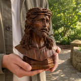 Boxwood Jesus Crown with Thorns Half-Length Desktop Ornament - product view