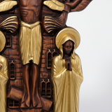 Orthodox Altar Table Ornament: Saints and the Crown of Thorns — Hand-Carved Wooden Cross