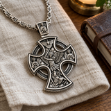 S925 Sterling Silver Double-Sided Crucifix & St. Michael Pendant Necklace
