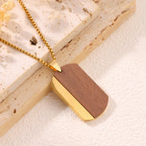 Stainless Steel & Wood Dog Tag Necklace – Nature, Strength & Minimalist Elegance