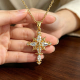 Celestial Star Cross Titanium Steel Necklace – Divine Light & Timeless Devotion