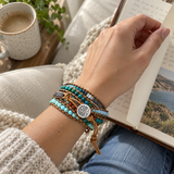 Multi-Layered Hand-Woven Natural Crystal Stone Leather Tree of Life Guardian Bracelet