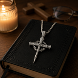 Nail Cross Crown of Thorns Necklace – Faith, Redemption & Timeless Strength - size and finish detail