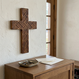 Handcrafted Beechwood Plaited Wall Cross – Natural Wood Finish