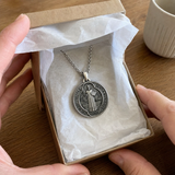 S925 Sliver Saint Benedict Medallion Ward Off Evil Necklace