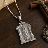 Our Lady of Guadalupe Temple‑Style Rhinestone Inlaid Stainless Steel Necklace