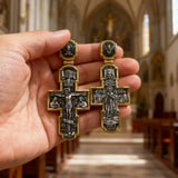 Orthodox S925K Silver Double-Sided Engraved Jesus Christ Crucified and Saints Orthodox Necklace