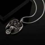 PURE TIN Dragon Encircled Cross Silver Christian Men Necklace - BGCOPPER