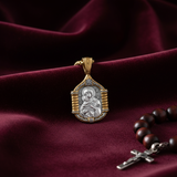 Handmade S925K Silver Madonna Holding Child Necklace