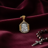 Handmade S925K Silver Madonna Holding Child Necklace