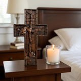 BGCOPPER Savior Jesus Cross - Carved from Natural Wood