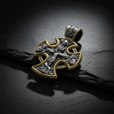 Double-sided S925k silver pendant depicting the Passion of Christ and St. George slaying the dragon.