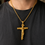 S925K Sandblasted Silver Jesus Crucifix Pendant
