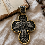 S925 Sliver Handcrafted Double-Sided Redemption: Archangel Michael Guardian Cross Pendant
